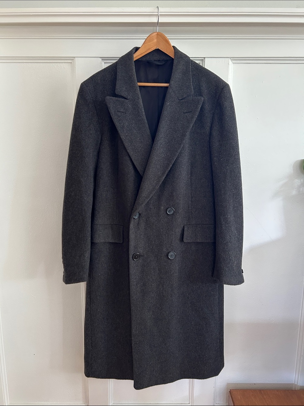 Dior Dark Gray Double-Breasted Wool Pea Coat